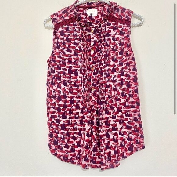 Kate Spade Pintuck Gold Button Sleeveless Silk Top SIZE XS - Picture 2 of 6